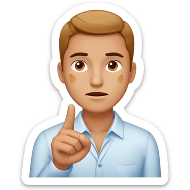 A person pointing at a painful spot or problem area, business pain point concept sticker