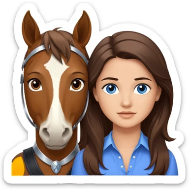 Blue eyed trevor donovan with brown eyed danica mckellan and a brown horse sticker