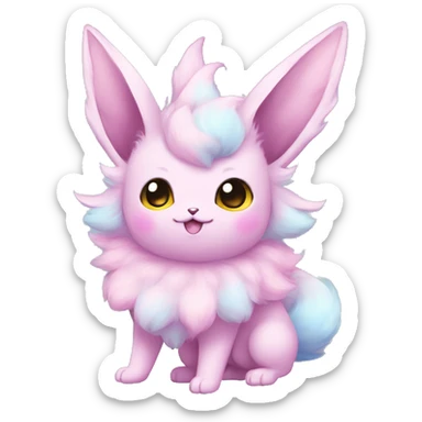 Kawaii Pastel Cotton-Candy-Colored Eeveelution-Cute-Pokémon-fusion full body sticker