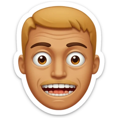 sideways glance, gritted teeth, disgust sticker