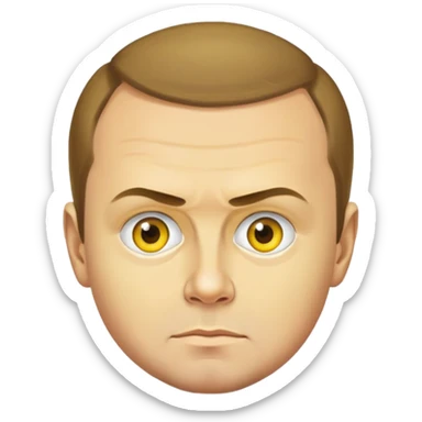 photorealistic portrait of Dmitry Medvedev as an emoji, round yellow face, very detailed and realistic, serious look sticker