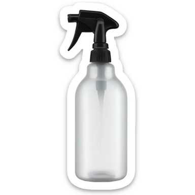 A close-up of a transparent plastic spray bottle with a distinct white trigger handle and a long, thin stainless steel nozzle (about 5 inches in length) protruding from the front, designed for precise spraying. sticker