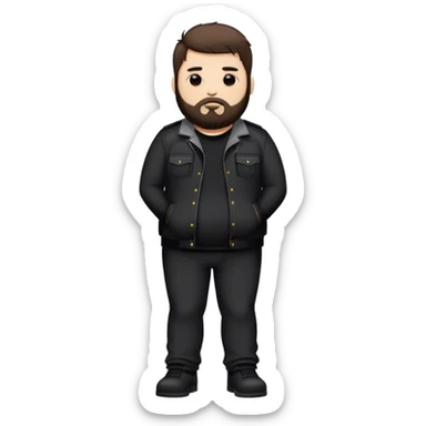 fat emo man with dark brown hair beard emo outfit standing  sticker