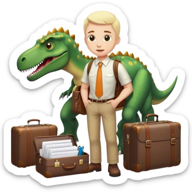 office Dinosaur, a huge luggage full of papers sticker