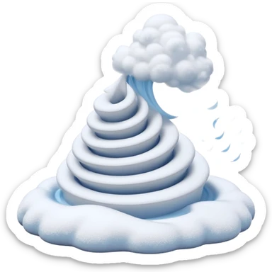 3D render of Blizzard, miniature weather phenomenon, volumetric particle effects, swirling white snow and wind vortex, elemental energy, emoji style, isolated on white background --v 6.0. sticker