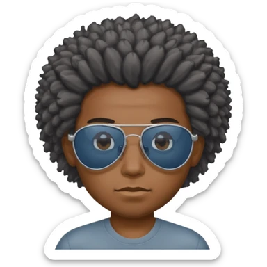 Un garçon,de couleur noir avec des lunettes de soleil grise,il a des cheveux crépus et au dessus de sa tete il est écrit BOUSS  sans qu’on voit ses yeux est ce qu’on peut mettre le même cadran de lunette que la première image et l’intérieur des lunettes en gris un peu bleu mais très foncé  sticker