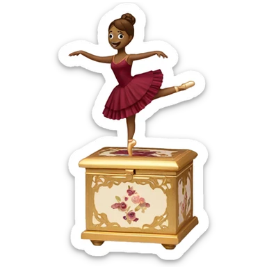 burgundy music box with ballerina sticker