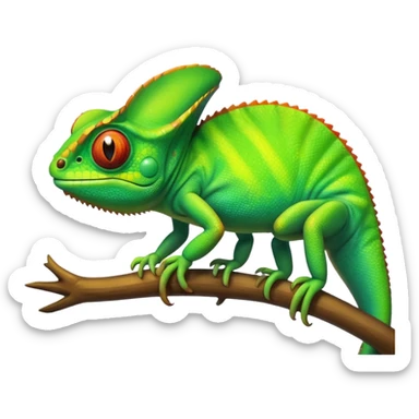 please create an animated color changing emoji that can be used as favicon . the default colour must be green and then its colour must change. the chemeleon should look to the left side. The chemeleon should look happy sticker