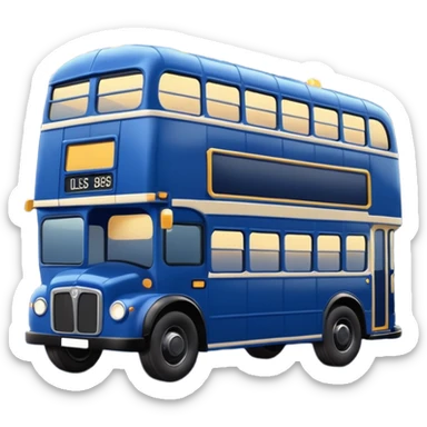 A dark blue double decker bus with cute cosy outdoor string twinkle lights sticker