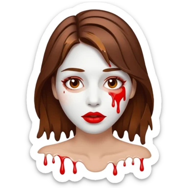 Brown Hair, Woman, white paint drip, face, hot, Sexy, lips sticker