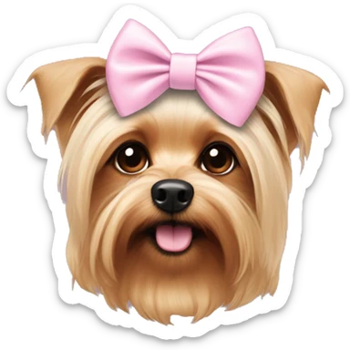 Light pink bow on a Yorkshire terrior dog  sticker