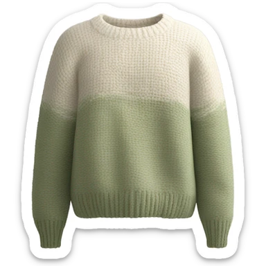 Sage and White cropped oversize wool sweater, isolated sticker