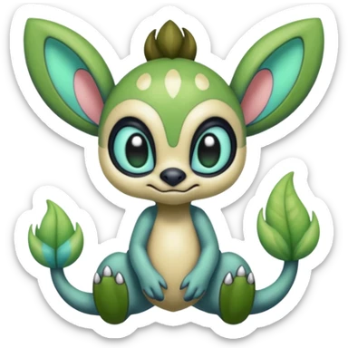 Colorful fuzzy Exotic Meloetta-Virizion-Venom-Stitch-Fakémon-creature-hybrid sticker