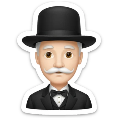 very big white moustachhe and typical 1900 black elegant clothes and hat .3/4 pose sticker
