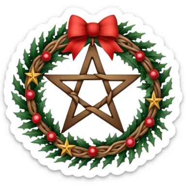 Christmas wreath with pentacle in the center sticker