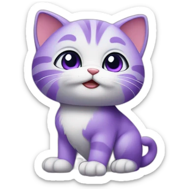 cute animatronic baby purple cat sticker