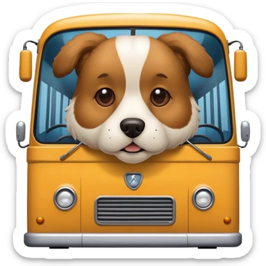 a bus with dog`s head sticker