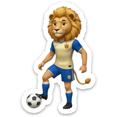 full body lion soccer player sticker