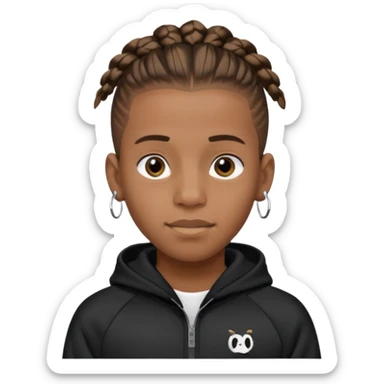 A young (about 15/16) Somali boy wearing a black tracksuit with AirPods in and grillz also his hair is in cornrows sticker