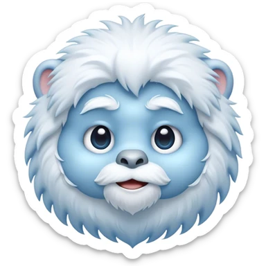 Cinematic Cute Yeti Portrait Emoji, with a charming, small, fluffy form in soft snowy whites and cool blues, featuring big, innocent eyes and a shy, gentle smile, simplified yet irresistibly endearing, highly detailed with a soft glowing outline that captures the whimsical charm of a friendly yeti ready for a cuddle! sticker