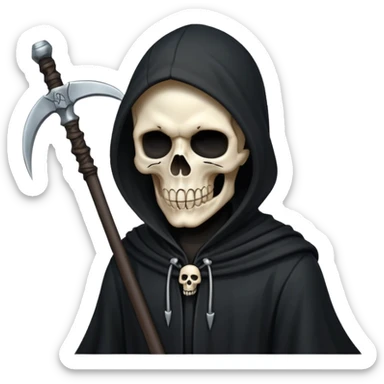 zoomed black hood skull big scythe sticker