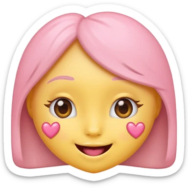 cute emoji, heart eyes, playful grin, pastel pink and yellow, no background sticker