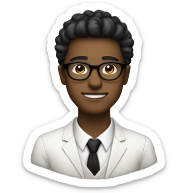 19 years old boy like a gentleman white skin tone. with black glasses wearing old money style sticker