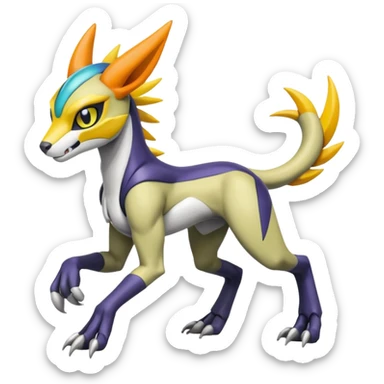 Colorful Meloetta-Wargreymon-Sergal-Pokémon-Digimon-Fakémon-fusion-hybrid-creature sticker