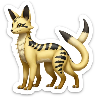 Shiny whitish golden brown beige Goldilocks cream-colored Celestial Salandit-Umbreon-Genet-Noivern-Noibat-Serval-Hybrid (Full body) sticker