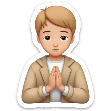 Student with hands clasped in prayer looking at essay starting with "Dear God" sticker