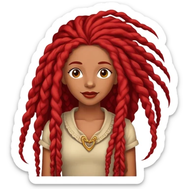 Afrolatina with long red deadlocs with curls at the ends celebrating something exciting sticker