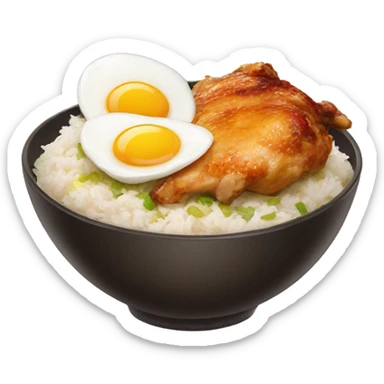 chicken thigh rice bowl with two eggs sticker