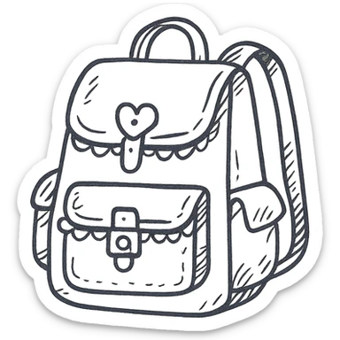 pink and black gothic backpack, sketchy, whimsical, gothic lace accents sticker