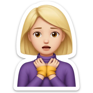 a girl with her hands around her neck choking herself sticker