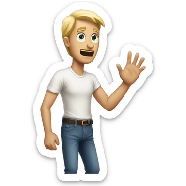 Strange and desperate looking white man reaching his hand out as if he’s going to grab something sticker