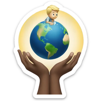 The little prince holds the earth in his hands sticker
