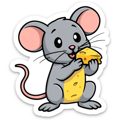 cartoon mouse jerry eating cheese sticker