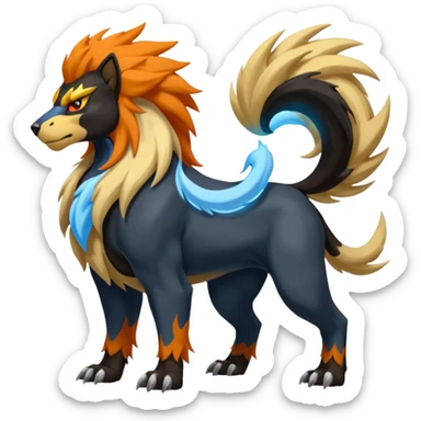 Entei-Houndoom-Manectric-Luxray-Fakémon-fusion-animal-creature, full body  sticker