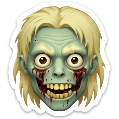 cabelo liso desordenado homen con aparencia de zombi y que haga un gesto mostrando los dientes de oro sticker