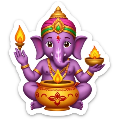 Create an Indian Emoji including 3 to 4 Indian festival. Make it creative and decorative.  sticker