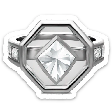 hexagon cut diamond ring with bezel  sticker