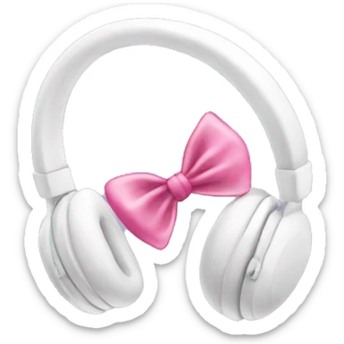 White headphones with pink coquette bow  sticker