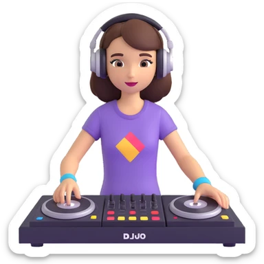 girl playing DJ set sticker
