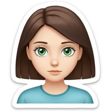 fair skin girl with brunette straight hair and bluish greenish eyes sticker