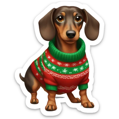 Dachshund in Christmas sweater sticker