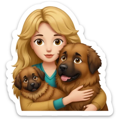 Ludovica che abbraccia il suo cane leone sticker