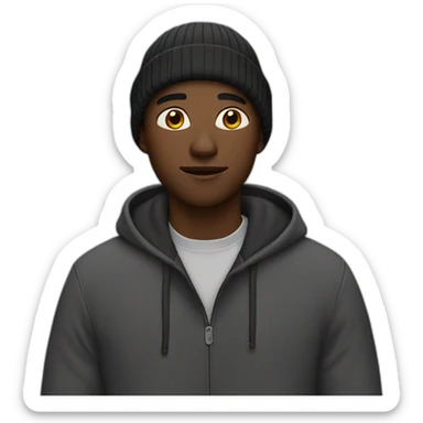 black guy with a beanie sticker