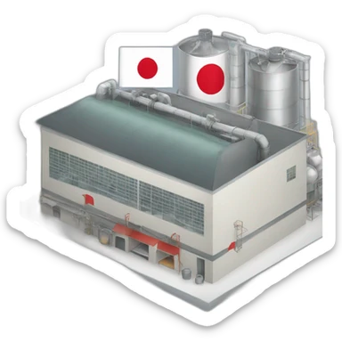 factory with Japan flag sticker