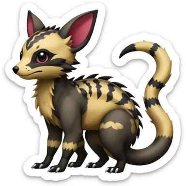  realistic cute epic aesthetic gothic colorful Salandit-Eevee-Civet-species-Fakemon-hybrid-creature, with markings, full body sticker