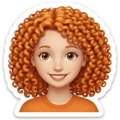 ahora hazme una mujer blanca joven con el pelo rizado y con color naranja claro  sticker